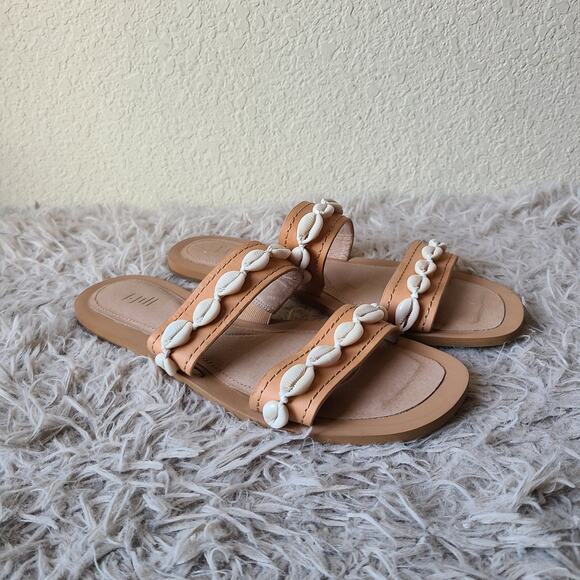 J.Jill Leather Slide Sandals With Seashells Women's Size 8.5 - Picture 1 of 12